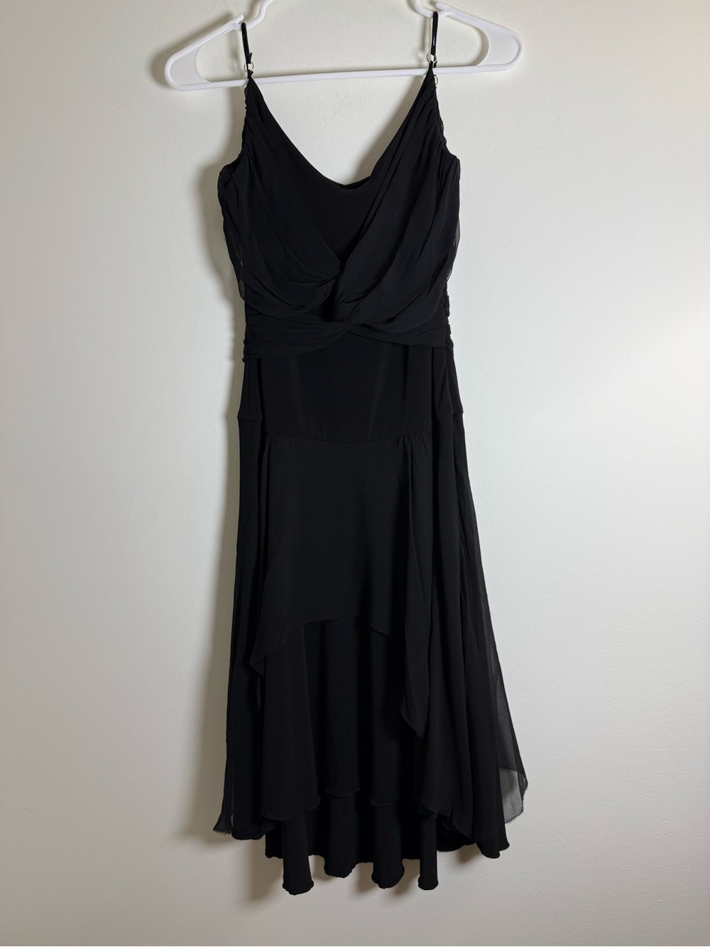Arden B Black Draped High-Low Slip Dress